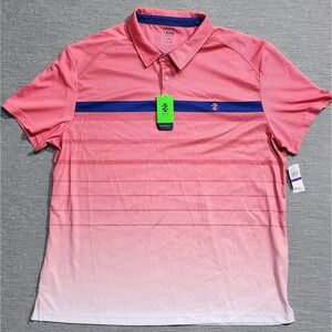 IZOD Golf Mens XXL Pink Ombre Striped Short Sleeve Performance Polo Shirt NWT